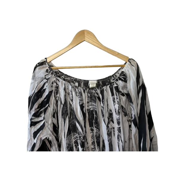 Venezia Black & White Semi-Sheer Long Sleeve Blouse Women's Size 18/20 - Picture 2 of 8